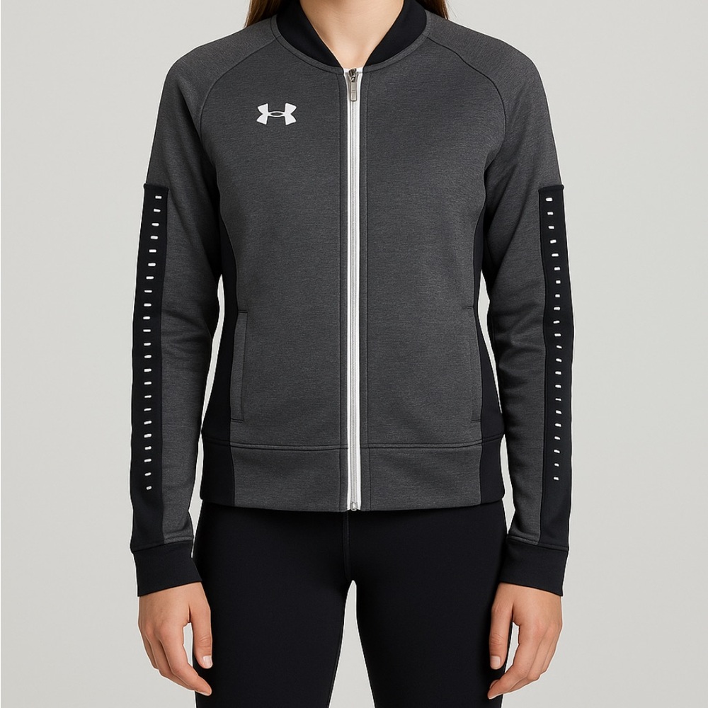 Under Armour ColdGear Full Zip Gray & Black Jacket Size XXS (A186)✨ - Picture 2 of 6